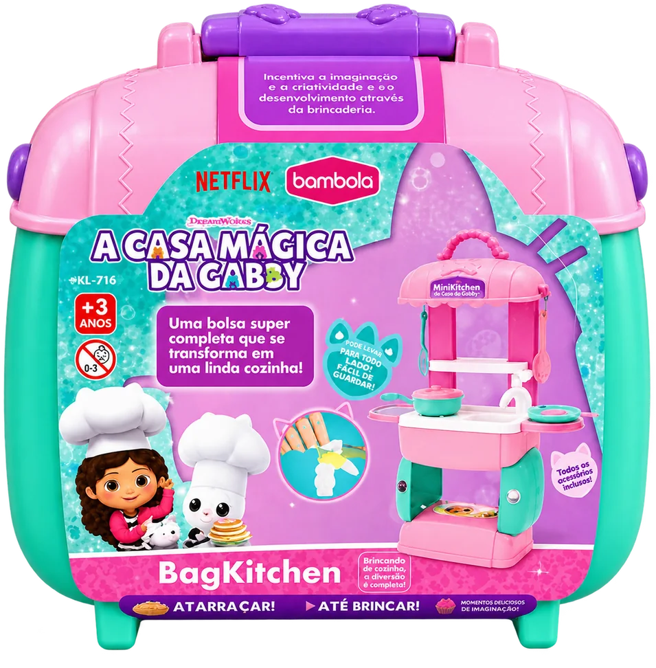 BagKitchen A Casa Mágica da Gabby - Maleta que Vira Cozinha - Bambola