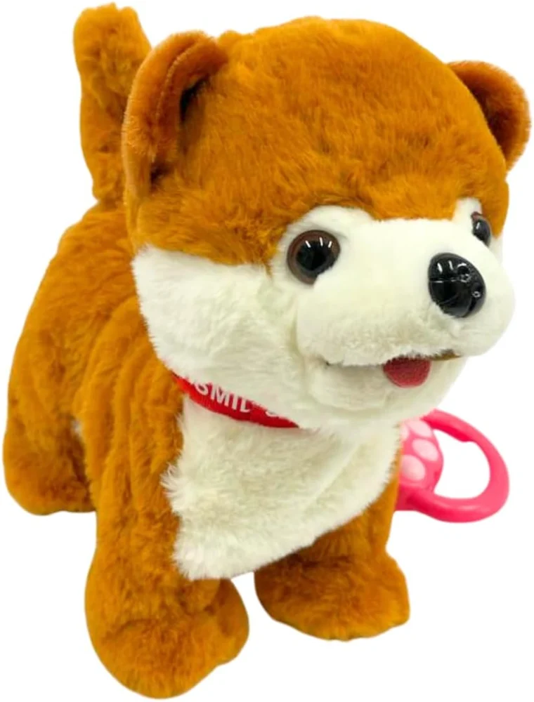 Cachorrinho Chow Chow de Pelúcia Interativo - Anda, Late e Lambe - com Coleira