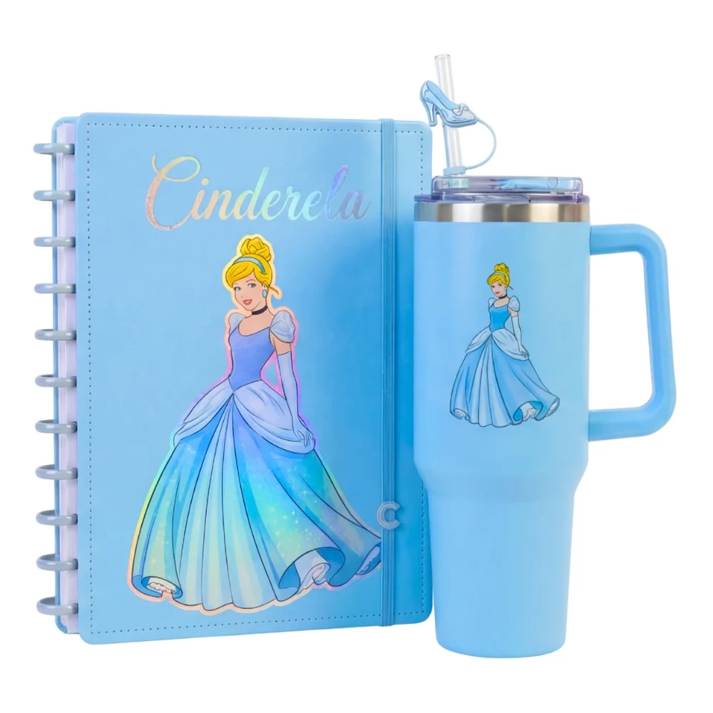 Copo Térmico Cinderela + Caderno Inteligente Cinderela Grátis