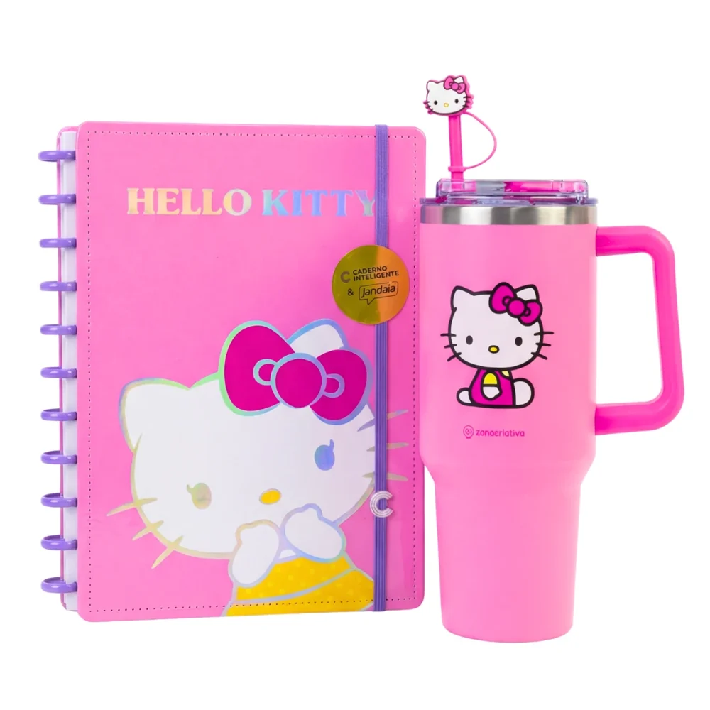 Copo Térmico Hello Kitty + Caderno Inteligente Hello Kitty Grátis