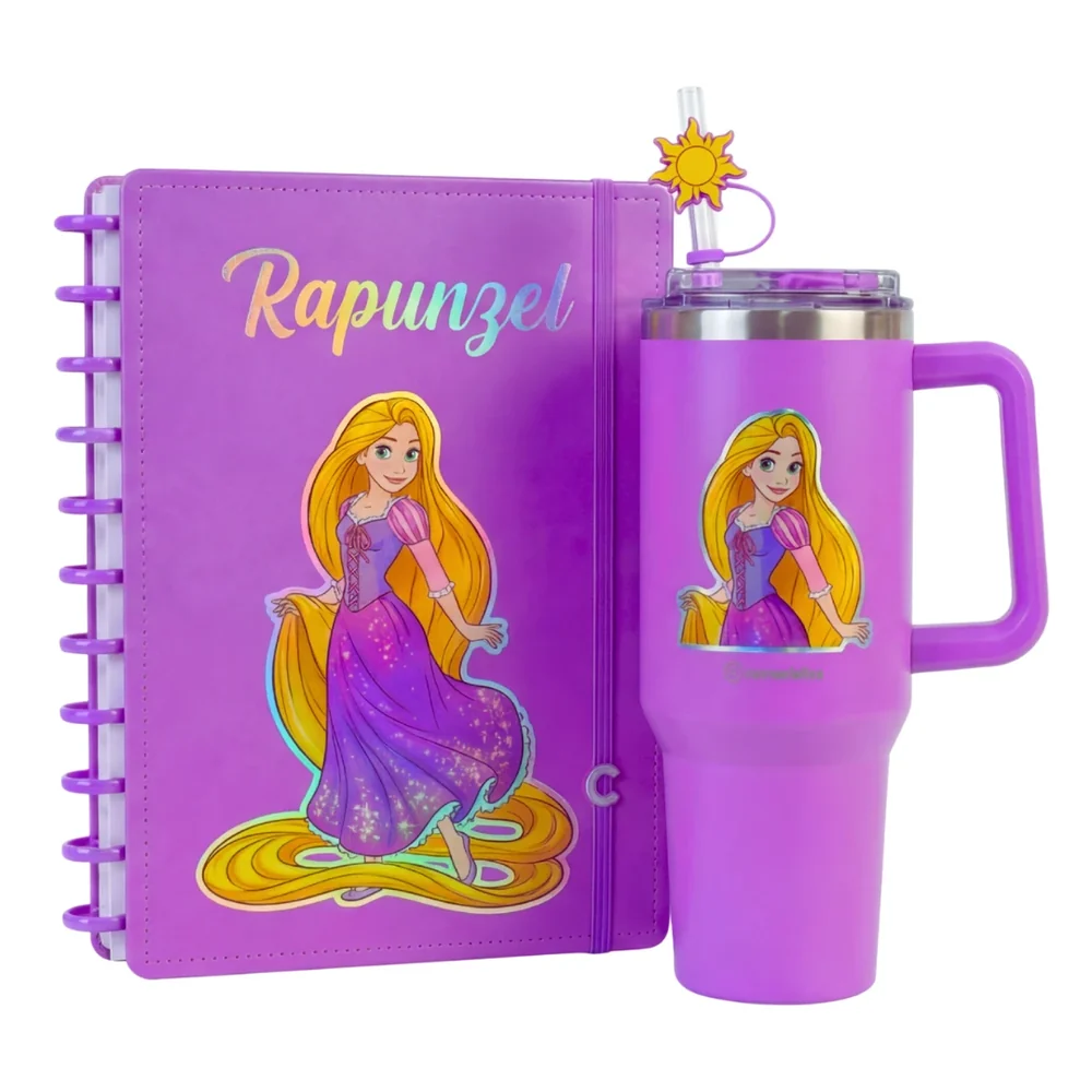 Copo Térmico Rapunzel + Caderno Inteligente Rapunzel Grátis
