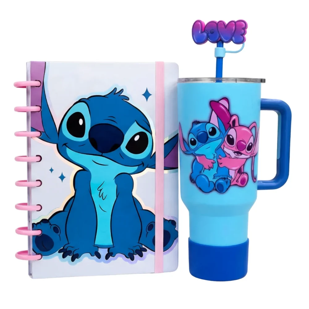 Copo Térmico Stitch + Caderno Inteligente Stitch Grátis