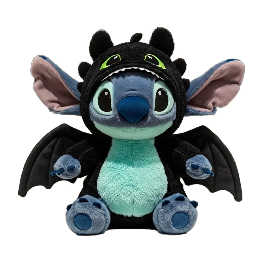 Pelúcia Stitch Fantasiado de Banguela 30 cm - Com Capuz, Asas e Cauda de Dragão